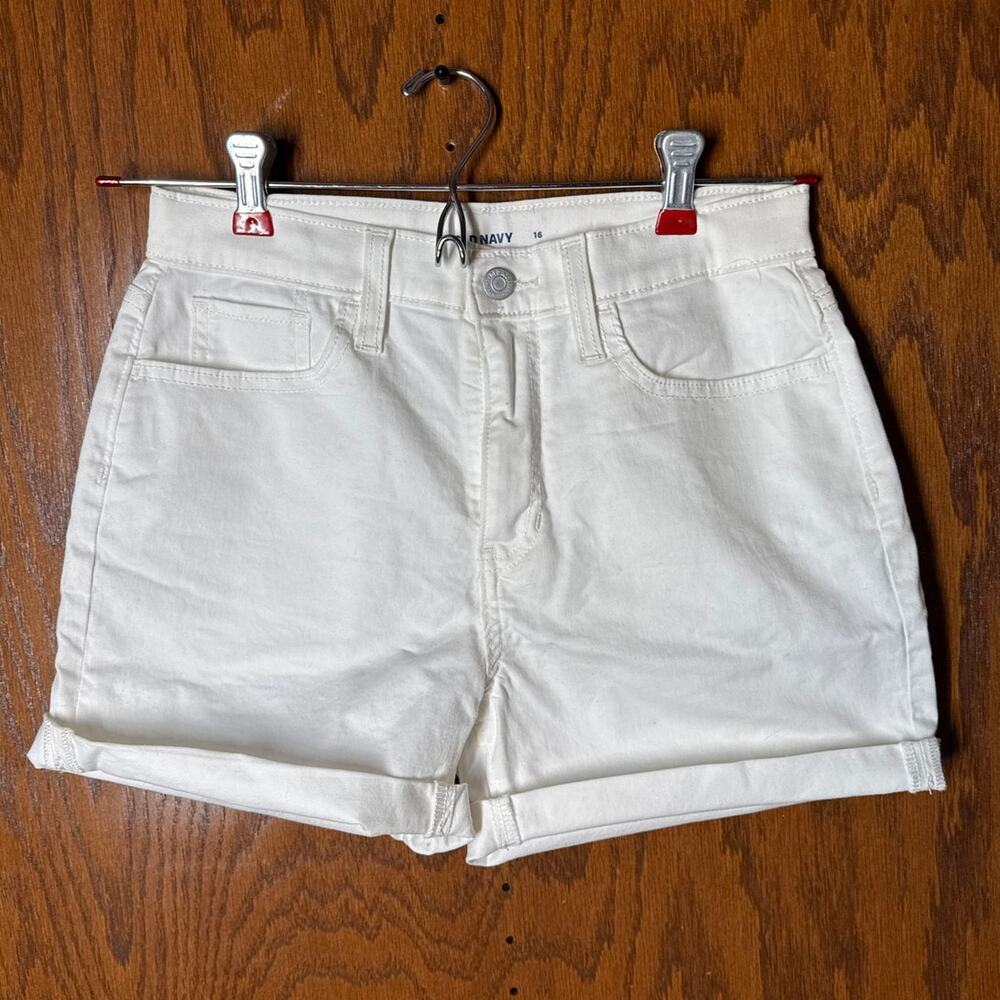 Old Navy White Denim Shorts Girls Size 16 Mid Rise